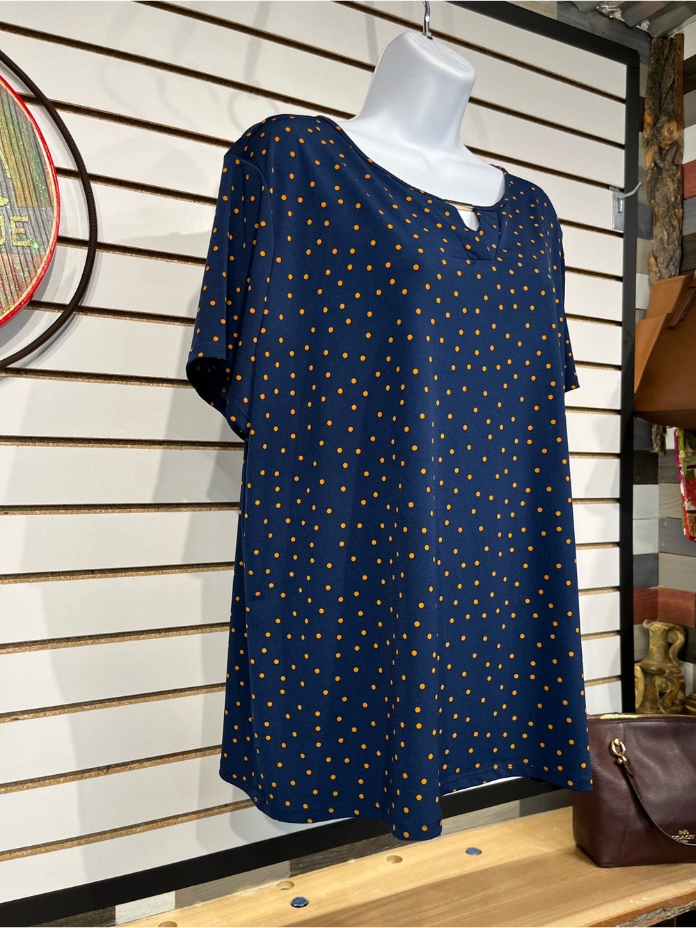 Liz Claiborne navy dotted blouse size XXL - Picture 3 of 7